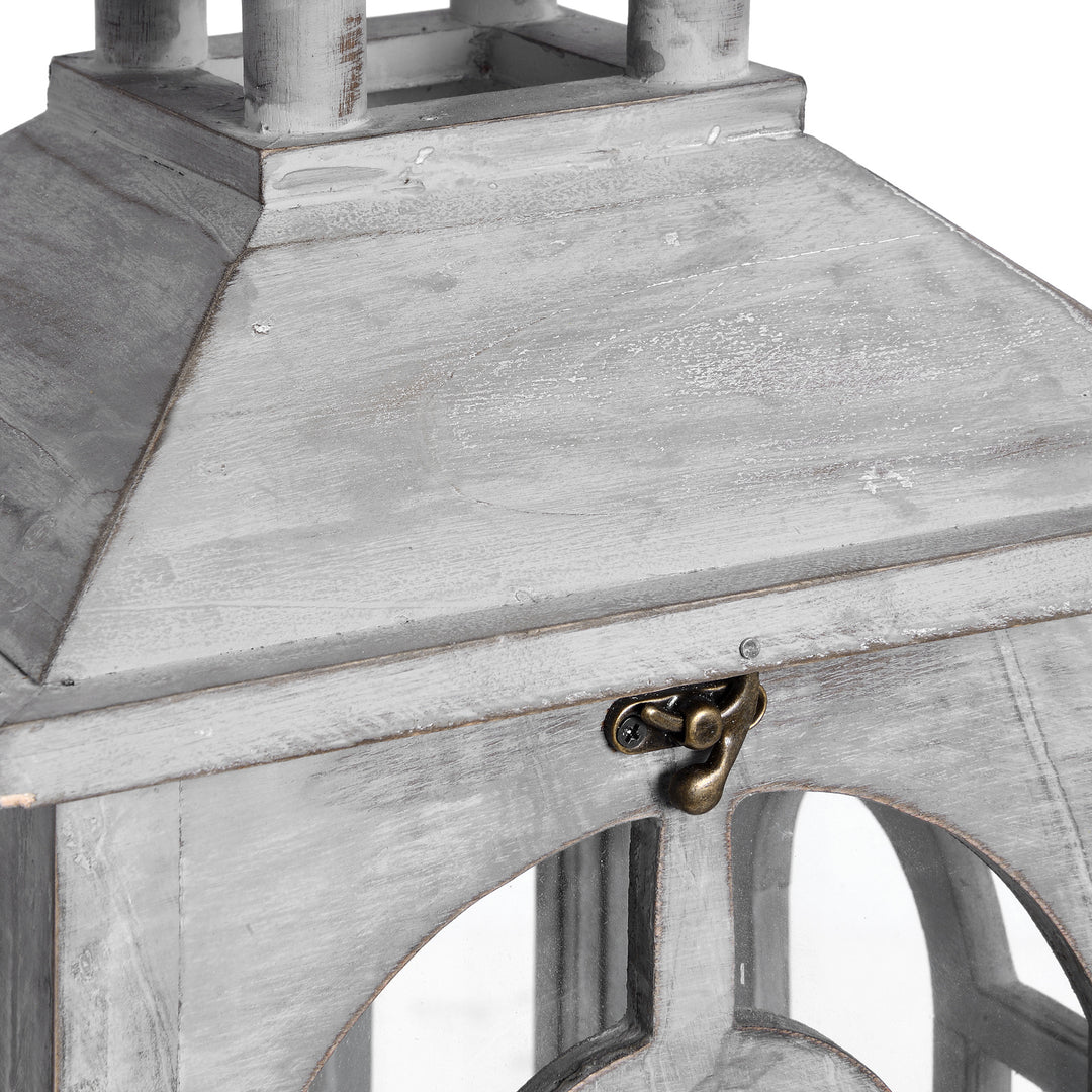 Set Of Three Wooden Lanterns With Archway Design by Hill Interiors