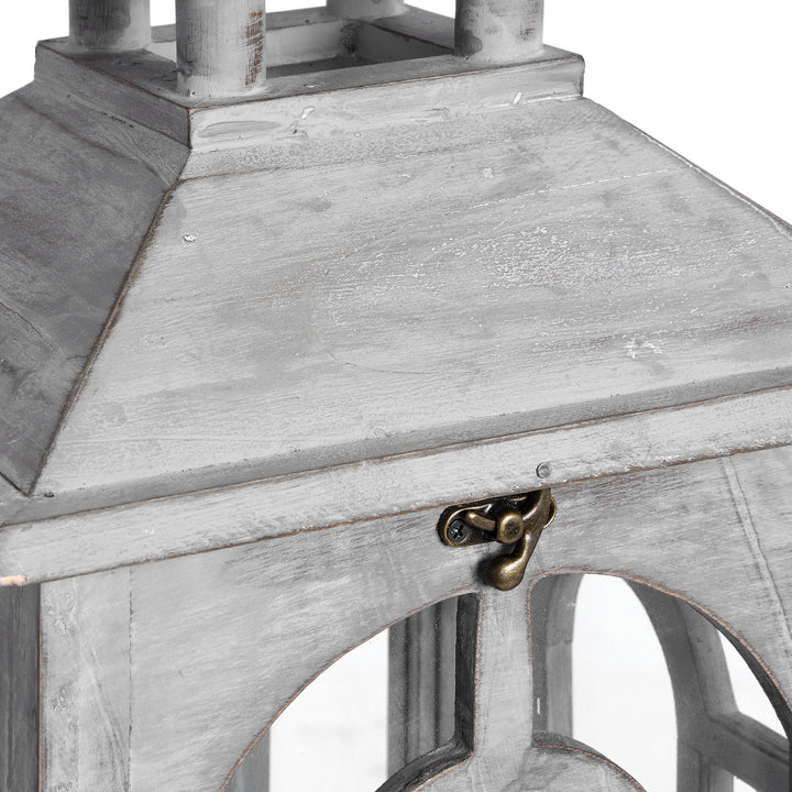 Set Of Three Wooden Lanterns With Archway Design by Hill Interiors