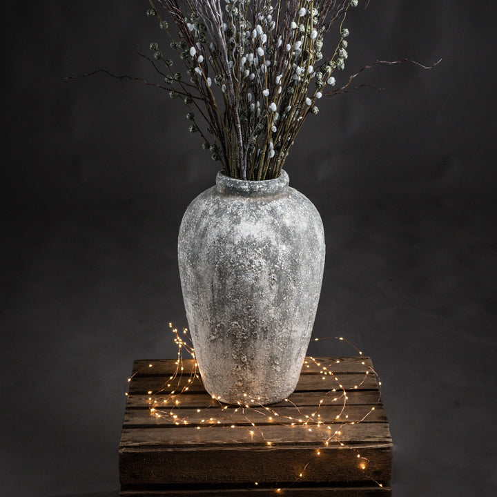 Aged Stone Tall Ceramic Vase by Hill Interiors