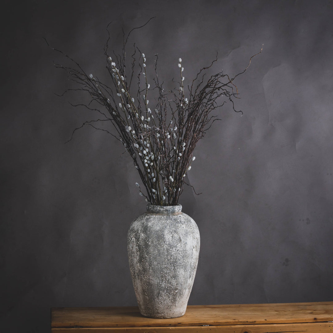 Aged Stone Tall Ceramic Vase by Hill Interiors