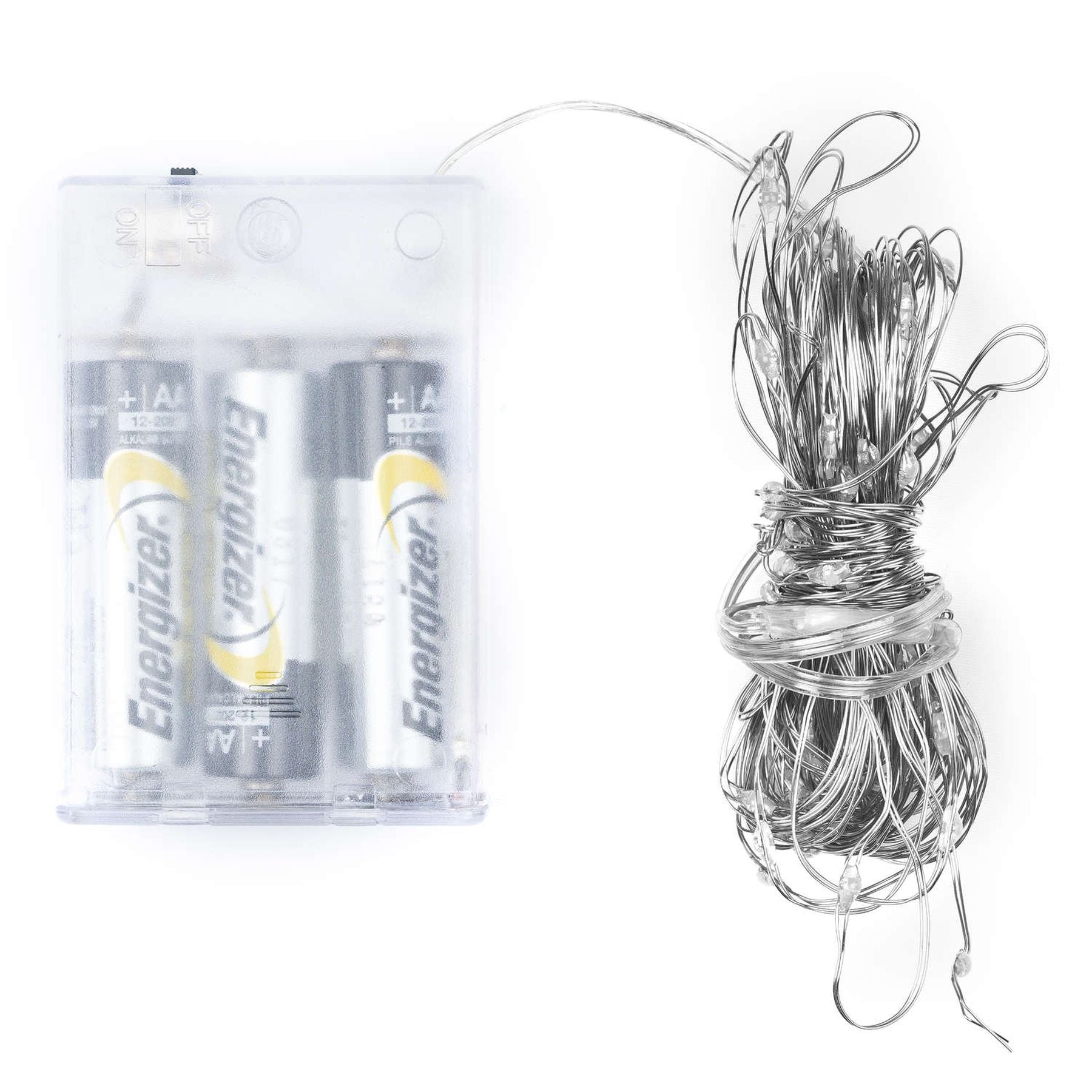 100 LED Battery Micro Lights Silver Wire 10m by Hill Interiors