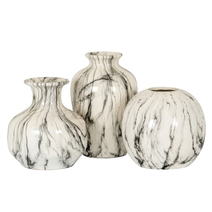 Marble Effect Squat Vase by Hill Interiors
