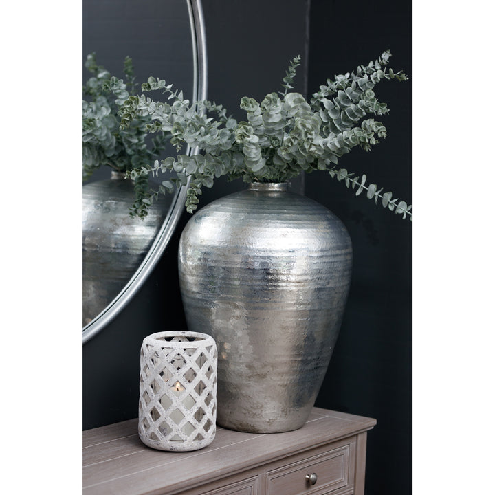 Hammered Silver Astral Vase by Hill Interiors