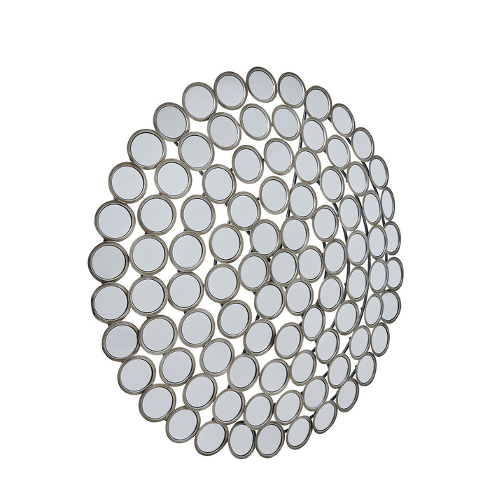 Large Round Convex Antiqued Silver Multi Mirror by Hill Interiors