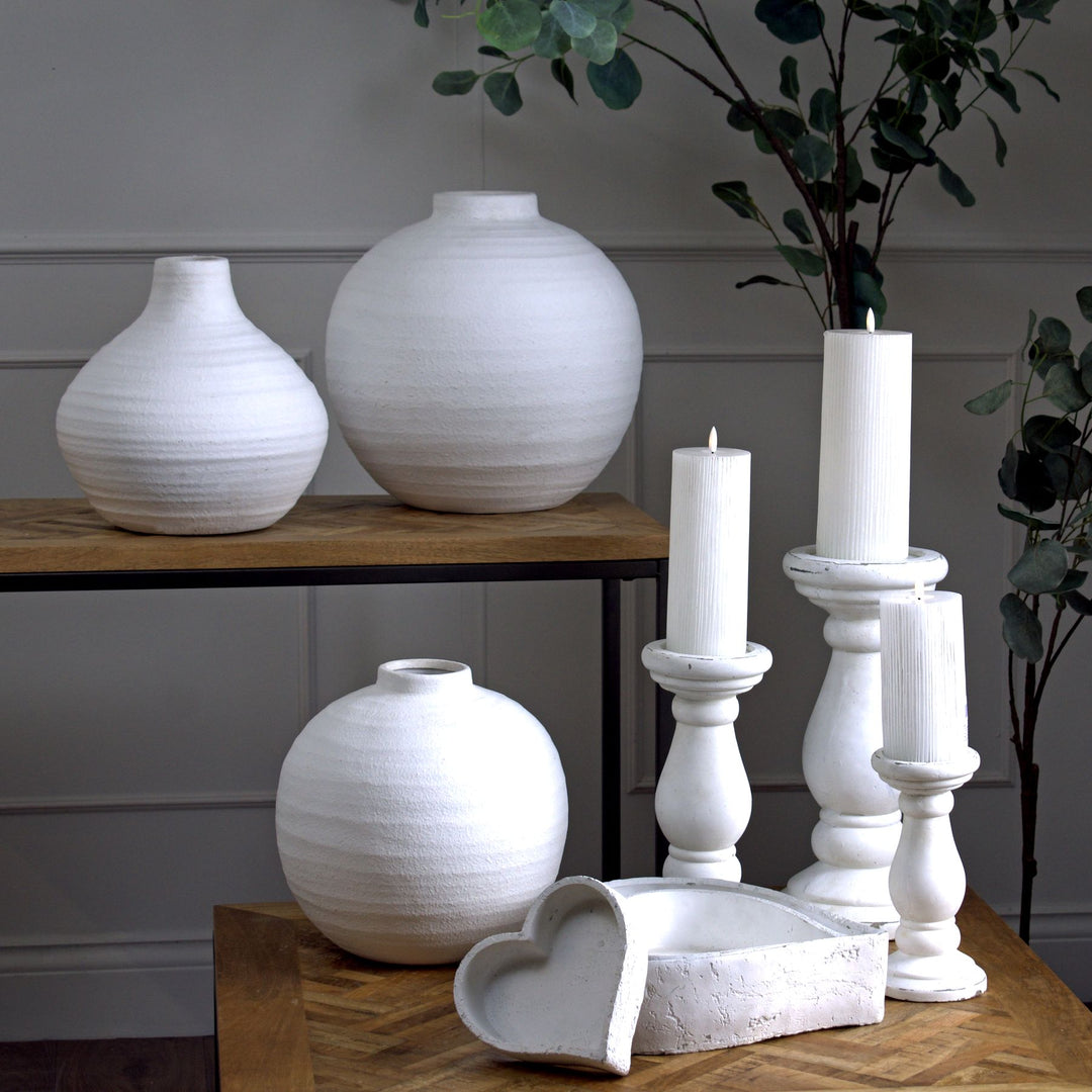 Tiber Large Matt White Ceramic Vase by Hill Interiors