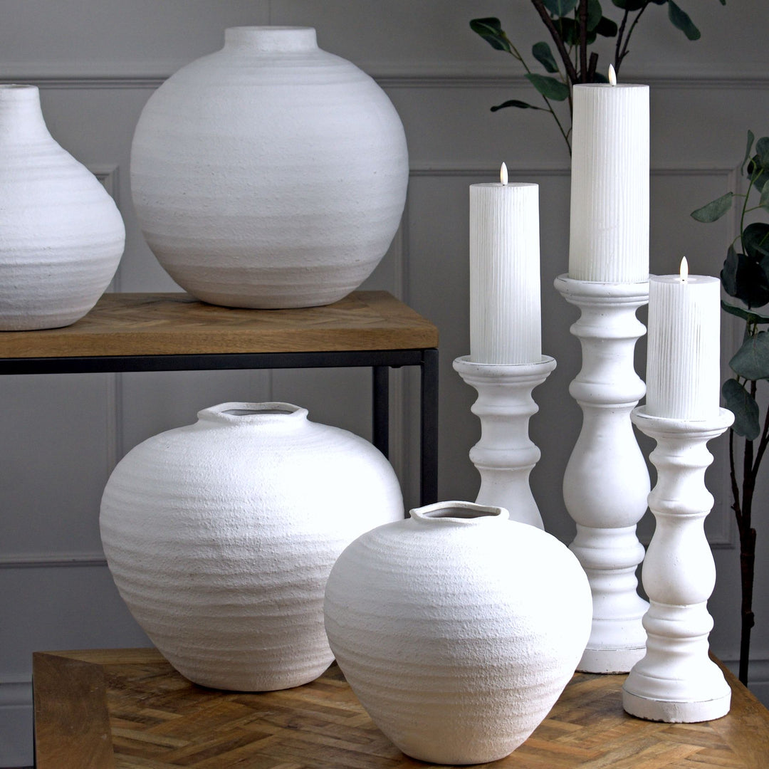Regola Large Matt White Ceramic Vase by Hill Interiors