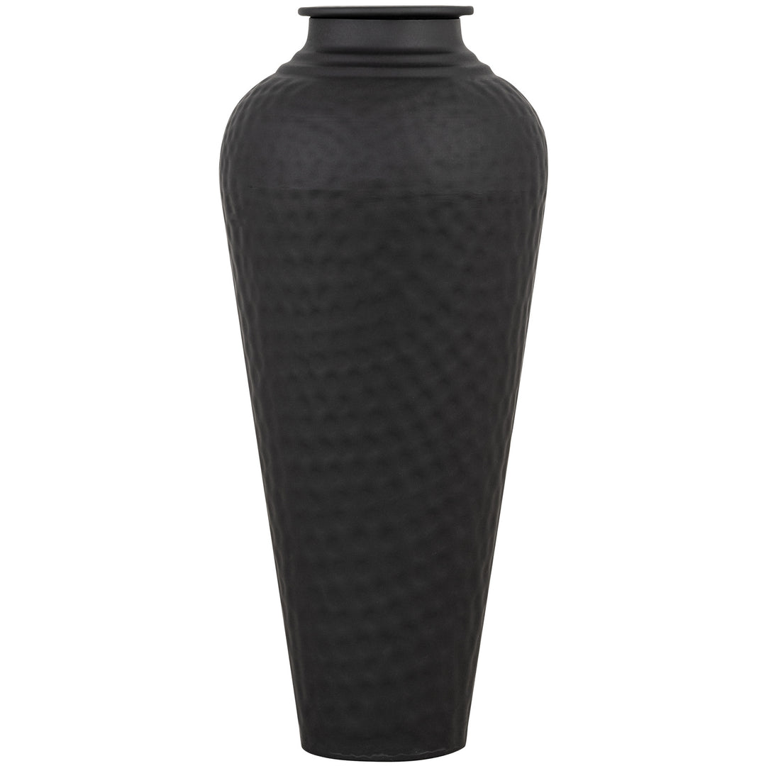 Matt Black Hammered Vase With Lid by Hill Interiors