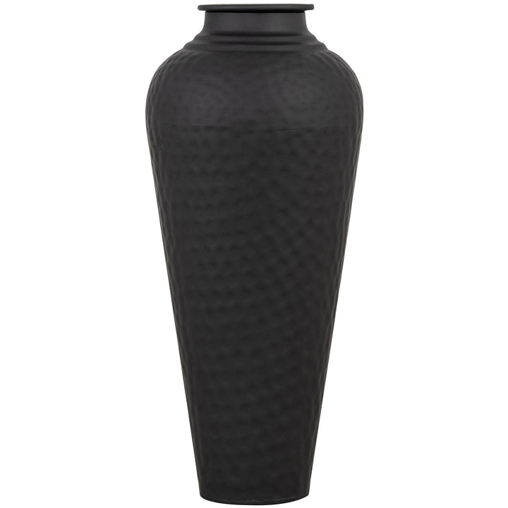 Matt Black Hammered Vase With Lid by Hill Interiors
