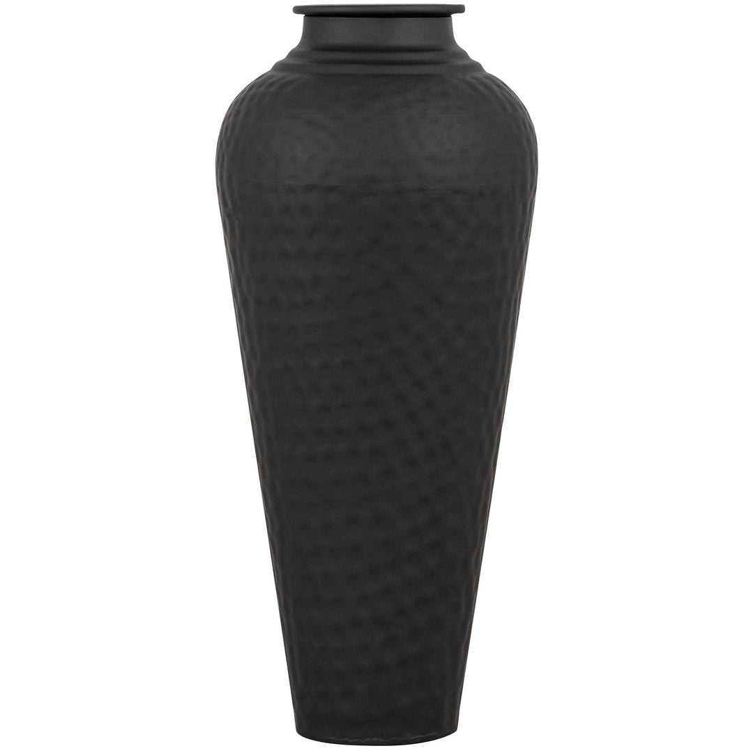 Matt Black Hammered Vase With Lid by Hill Interiors