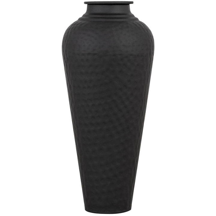Matt Black Hammered Vase With Lid by Hill Interiors