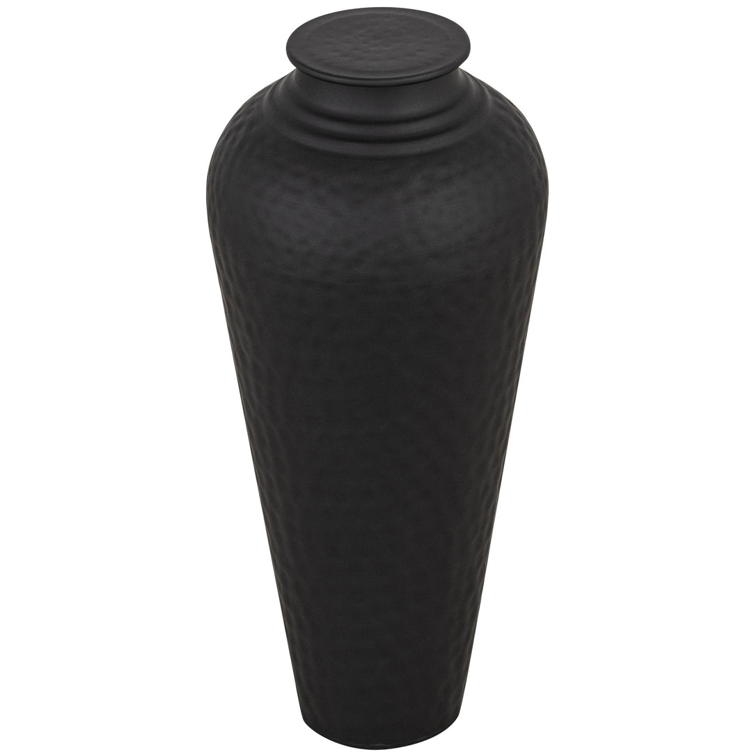Matt Black Hammered Vase With Lid by Hill Interiors