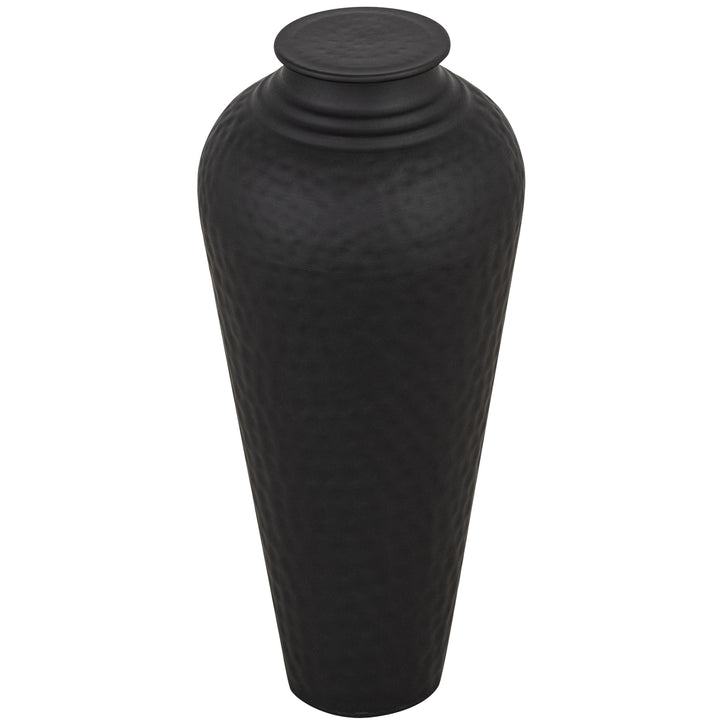 Matt Black Hammered Vase With Lid by Hill Interiors