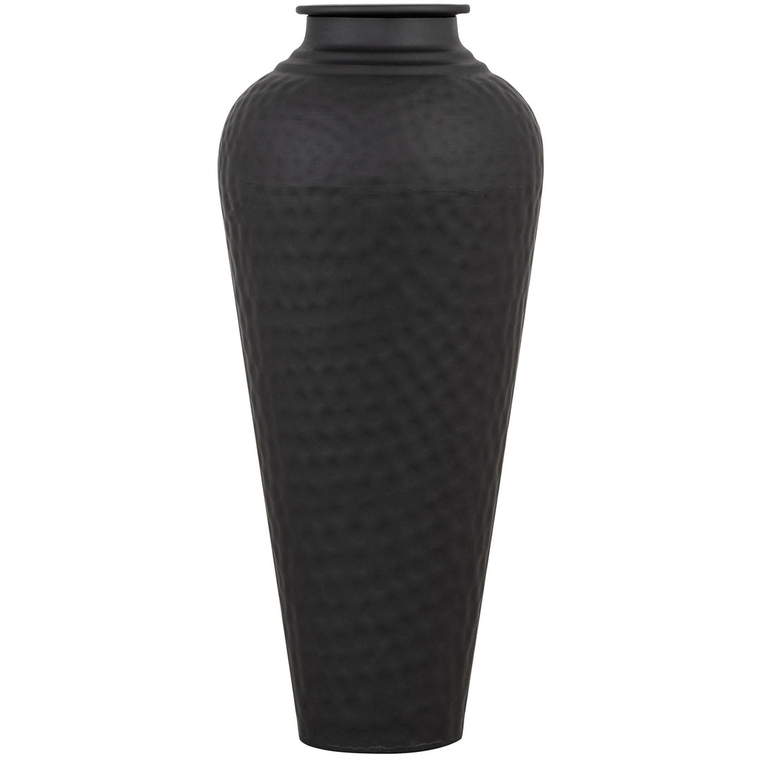 Matt Black Hammered Vase With Lid by Hill Interiors
