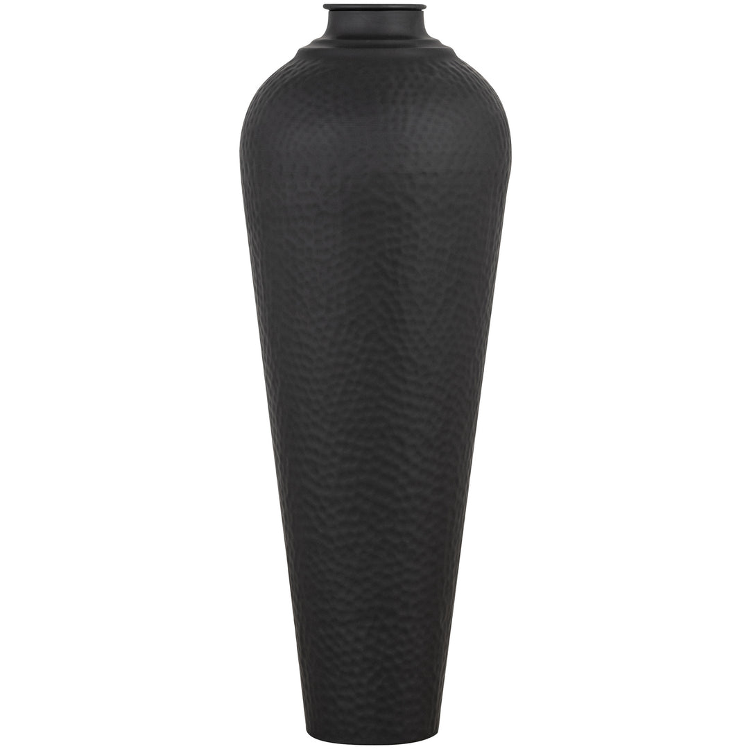 Matt Black Medium Hammered Vase With Lid by Hill Interiors