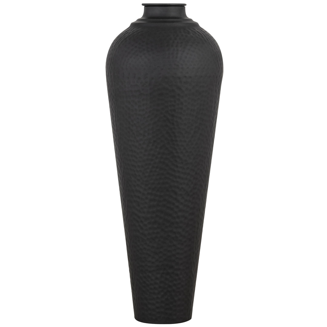 Matt Black Medium Hammered Vase With Lid by Hill Interiors