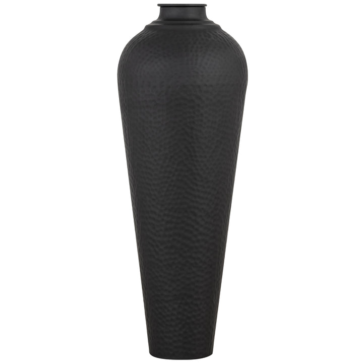 Matt Black Medium Hammered Vase With Lid by Hill Interiors
