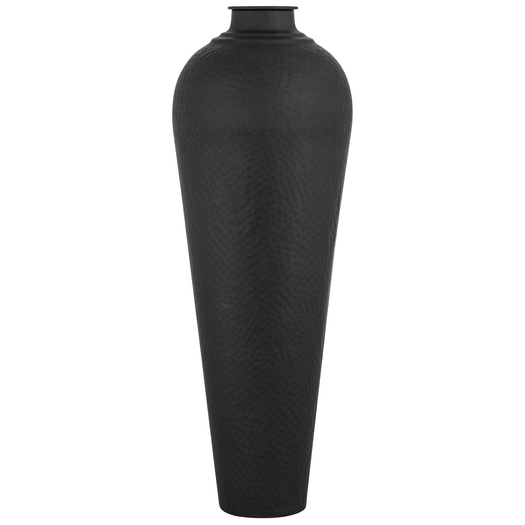 Matt Black Large Hammered Vase With Lid by Hill Interiors