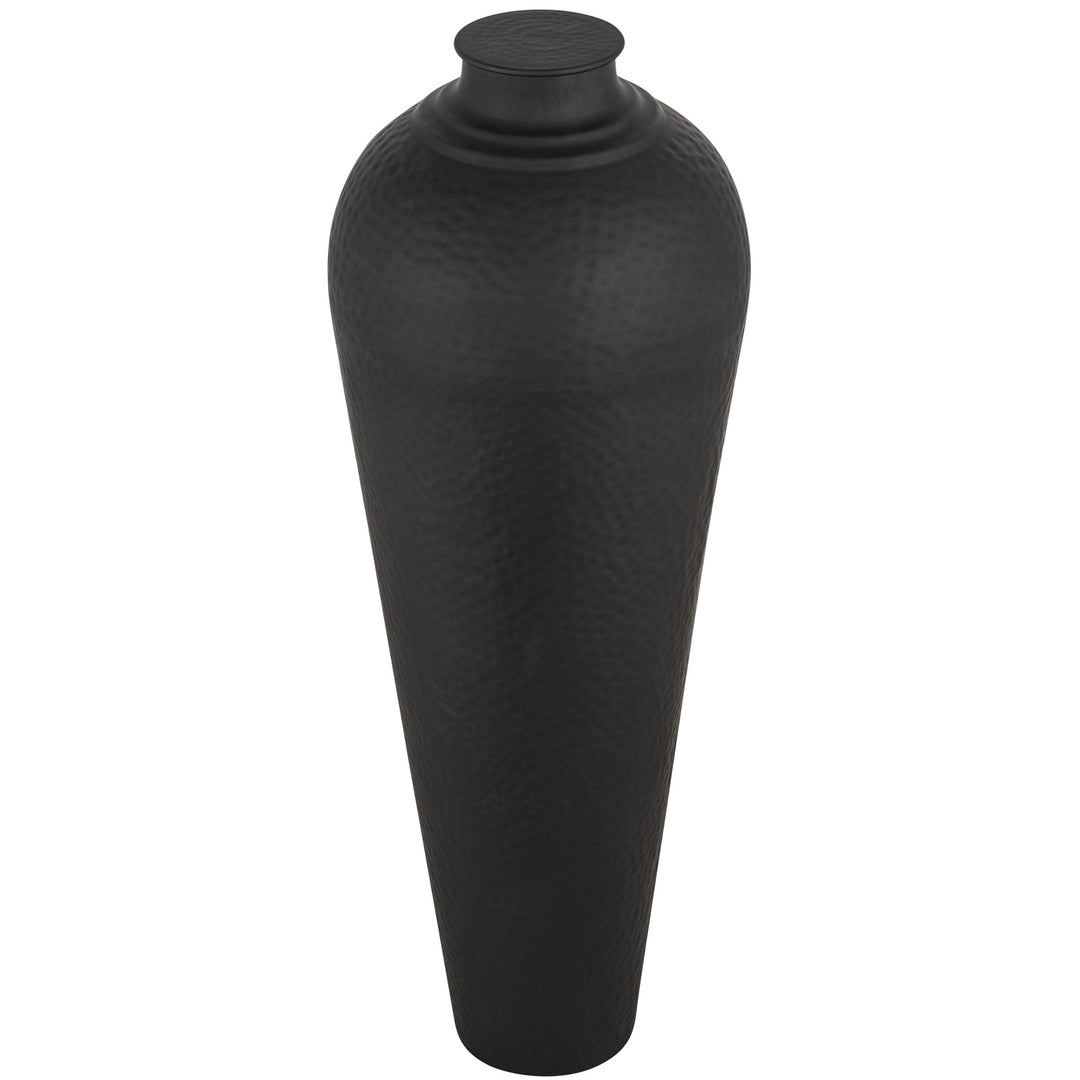 Matt Black Large Hammered Vase With Lid by Hill Interiors