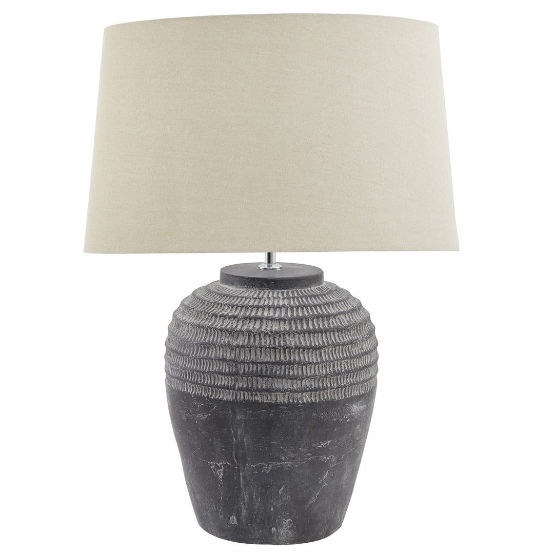 Amalfi Grey Stone Carved Lamp by Hill Interiors