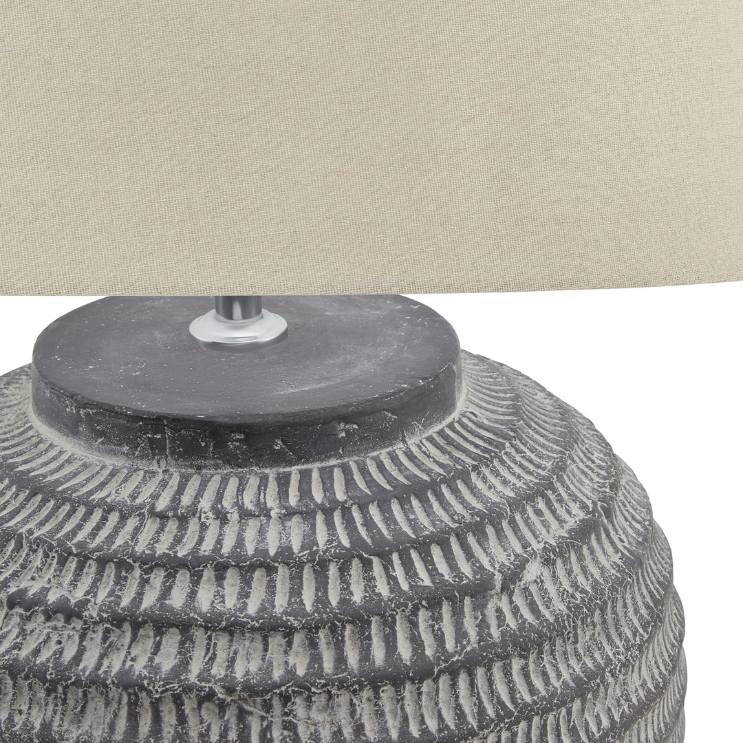 Amalfi Grey Stone Carved Lamp by Hill Interiors