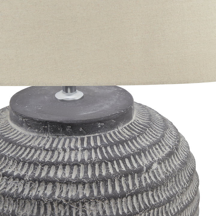 Amalfi Grey Stone Carved Lamp by Hill Interiors