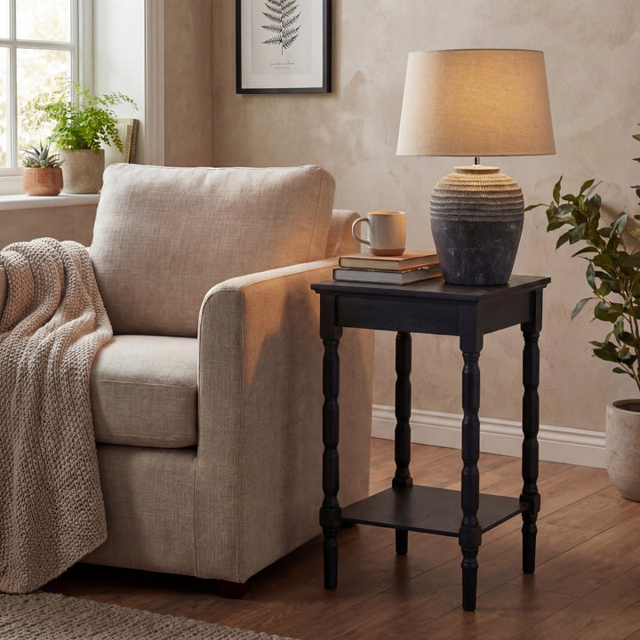 Amalfi Grey Stone Carved Lamp by Hill Interiors