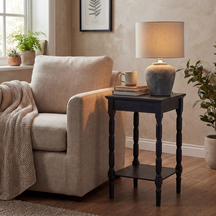 Amalfi Grey Table Lamp With Linen Shade