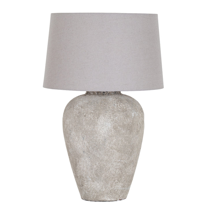 Athena Aged Stone Tall Table Lamp With Linen Shade by Hill Interiors