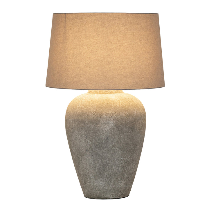 Athena Aged Stone Tall Table Lamp With Linen Shade by Hill Interiors