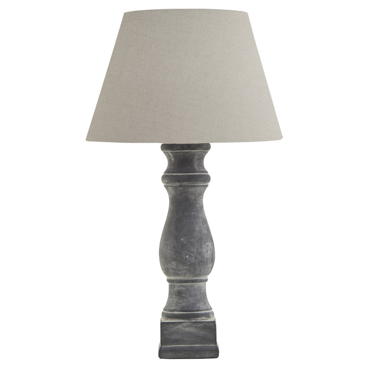 Amalfi Grey Candlestick Table Lamp With Linen Shade by Hill Interiors
