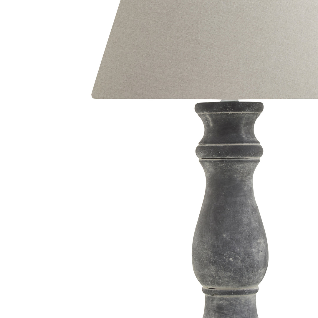 Amalfi Grey Candlestick Table Lamp With Linen Shade by Hill Interiors