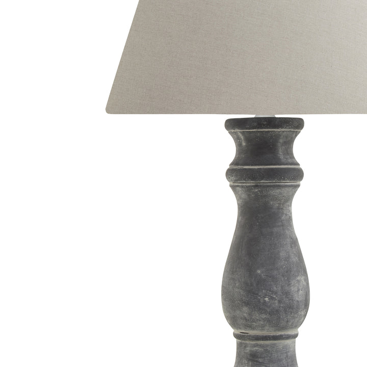 Amalfi Grey Candlestick Table Lamp With Linen Shade by Hill Interiors