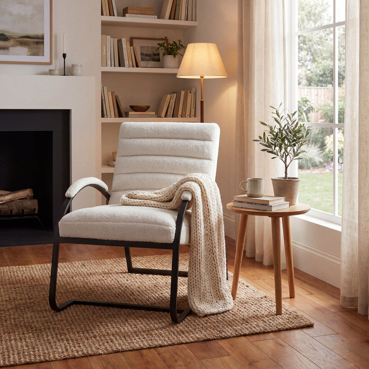 Boucle Ribbed Ark Chair by Hill Interiors