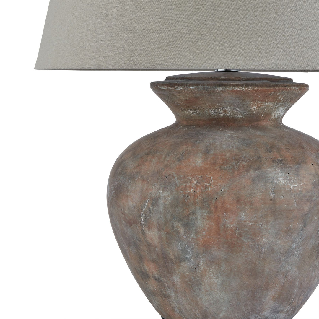 Siena Brown Round Table Lamp With Linen Shade by Hill Interiors – view 2
