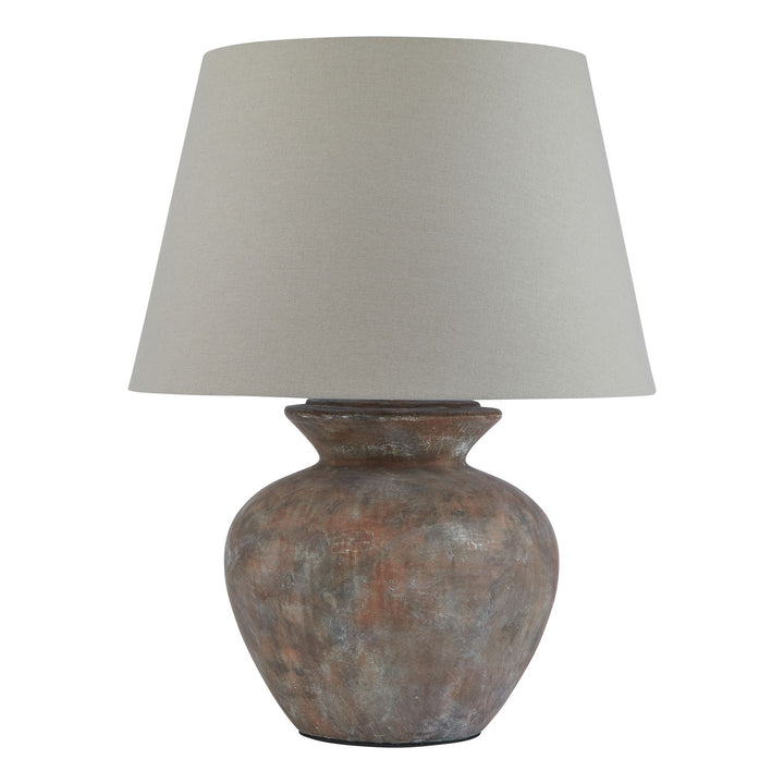 Siena Brown Round Table Lamp With Linen Shade by Hill Interiors