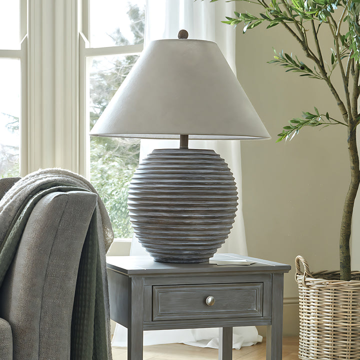 Saturn Table Lamp With Linen Shade by Hill Interiors