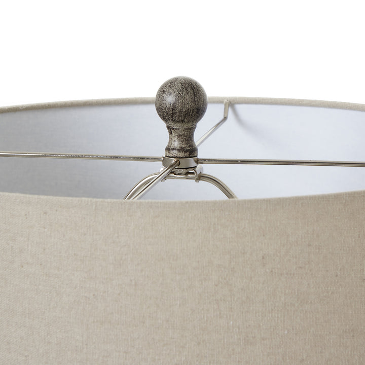 Ochre Carved Textured Table Lamp With Linen Shade by Hill Interiors