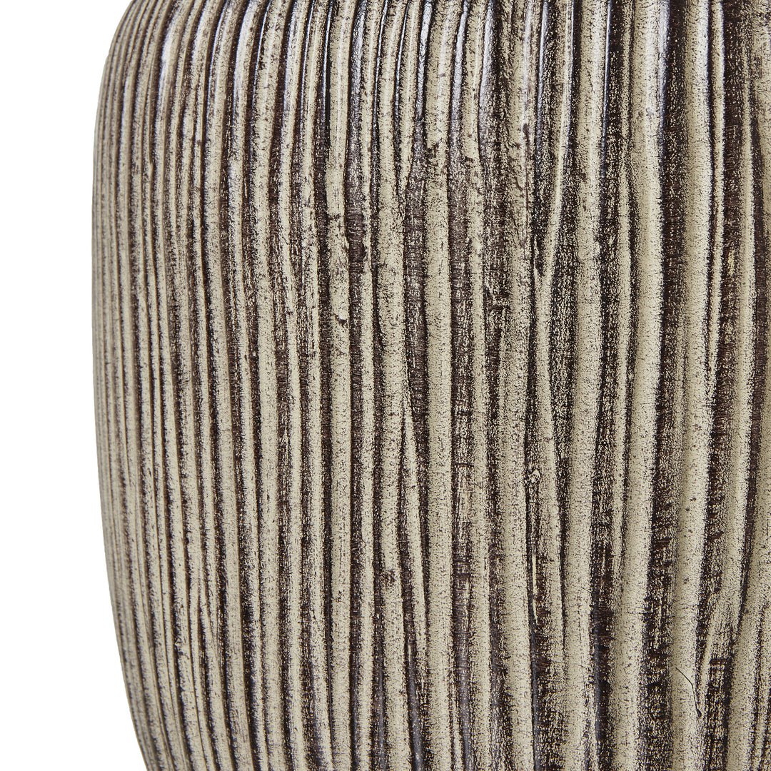 Ochre Carved Textured Table Lamp With Linen Shade by Hill Interiors