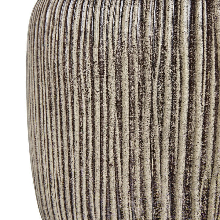 Ochre Carved Textured Table Lamp With Linen Shade by Hill Interiors