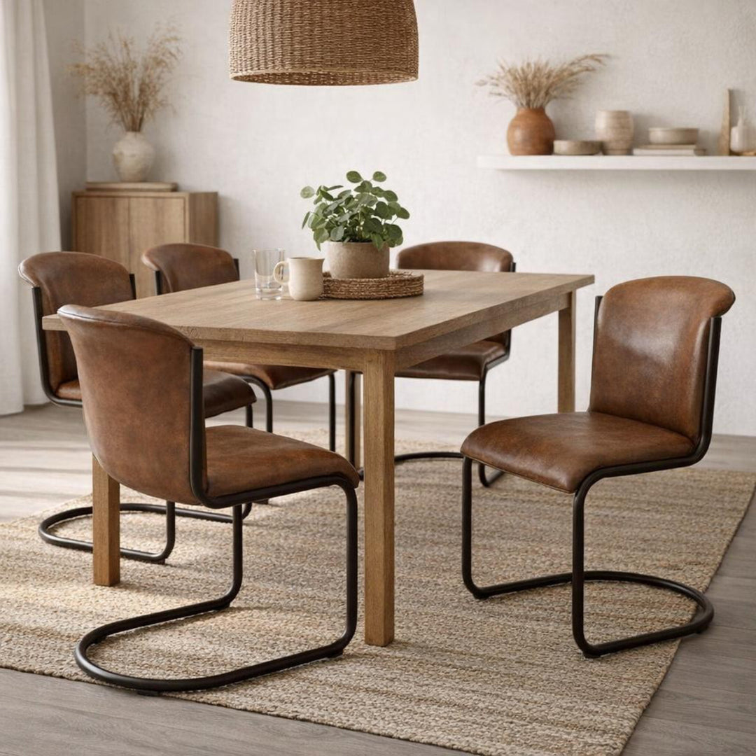 Billy Leather Curved Dining Chair by Hill Interiors