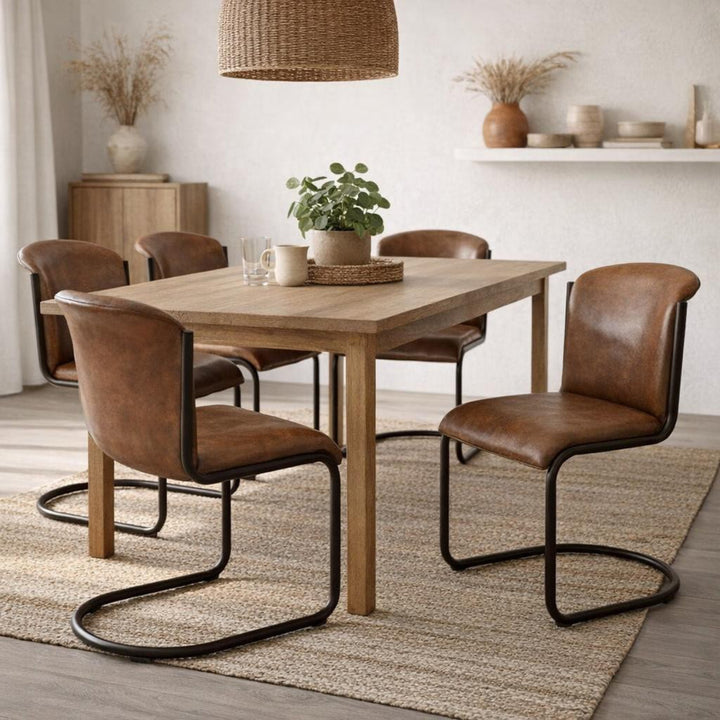 Billy Leather Curved Dining Chair by Hill Interiors