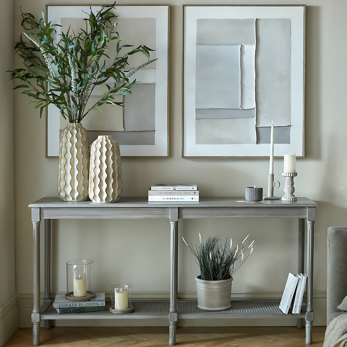 The Serene Rattan Collection Large Console Table by Hill Interiors