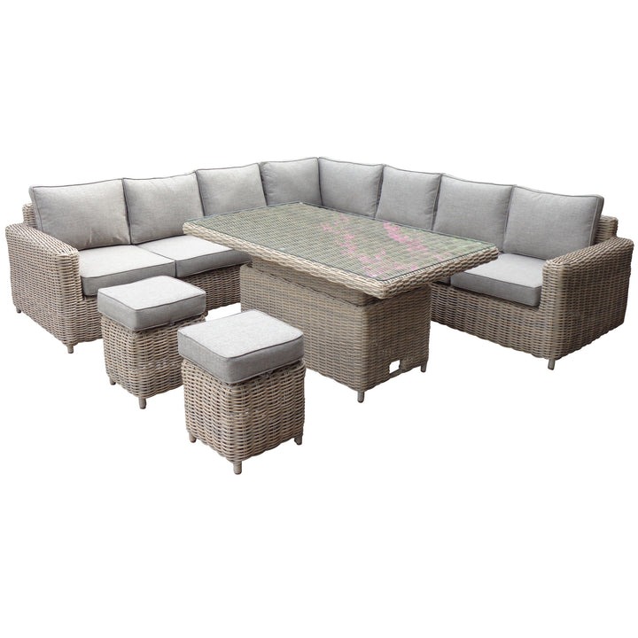 Amalfi Outdoor Large Corner Set With Riser Table + 2 Stools by Hill Interiors