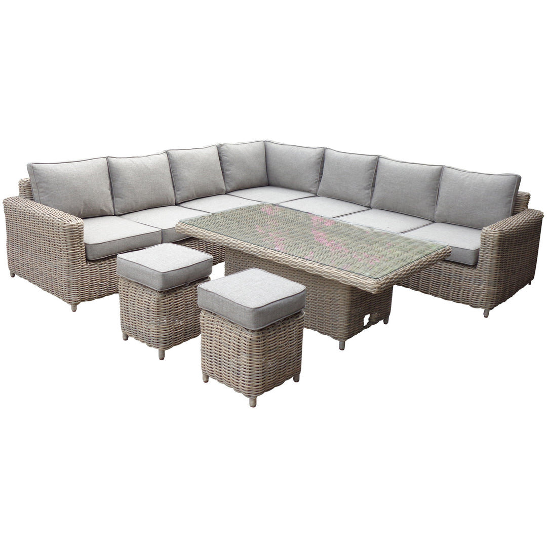 Amalfi Outdoor Large Corner Set With Riser Table + 2 Stools by Hill Interiors