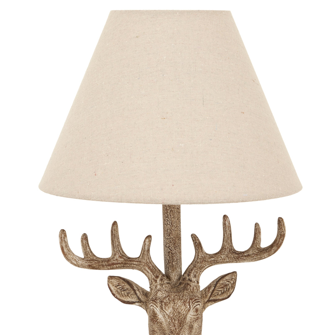 Stonewashed Stag Head Table Lamp With Linen Shade by Hill Interiors
