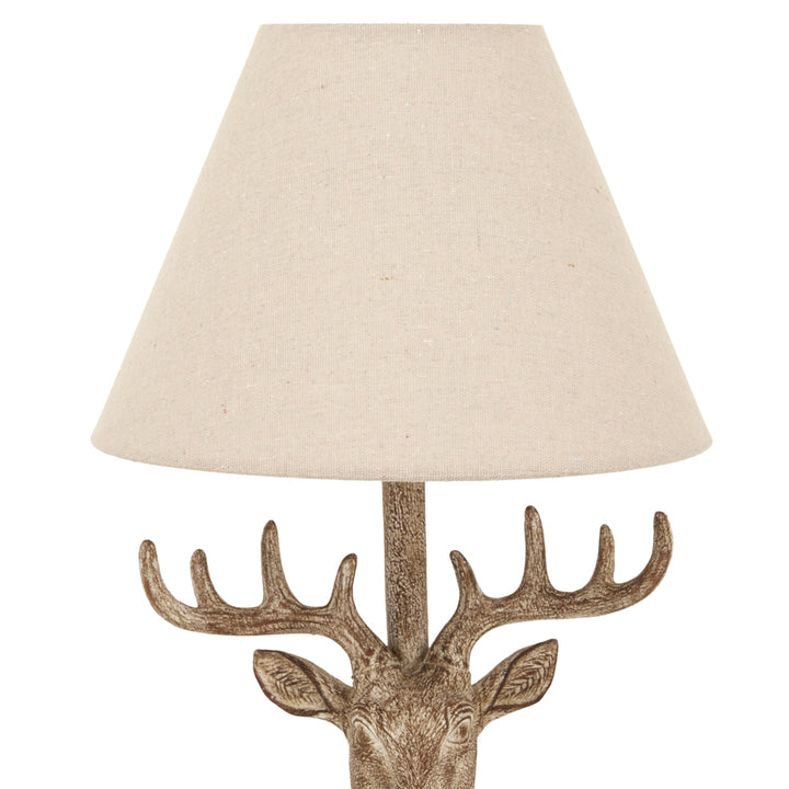 Stonewashed Stag Head Table Lamp With Linen Shade by Hill Interiors