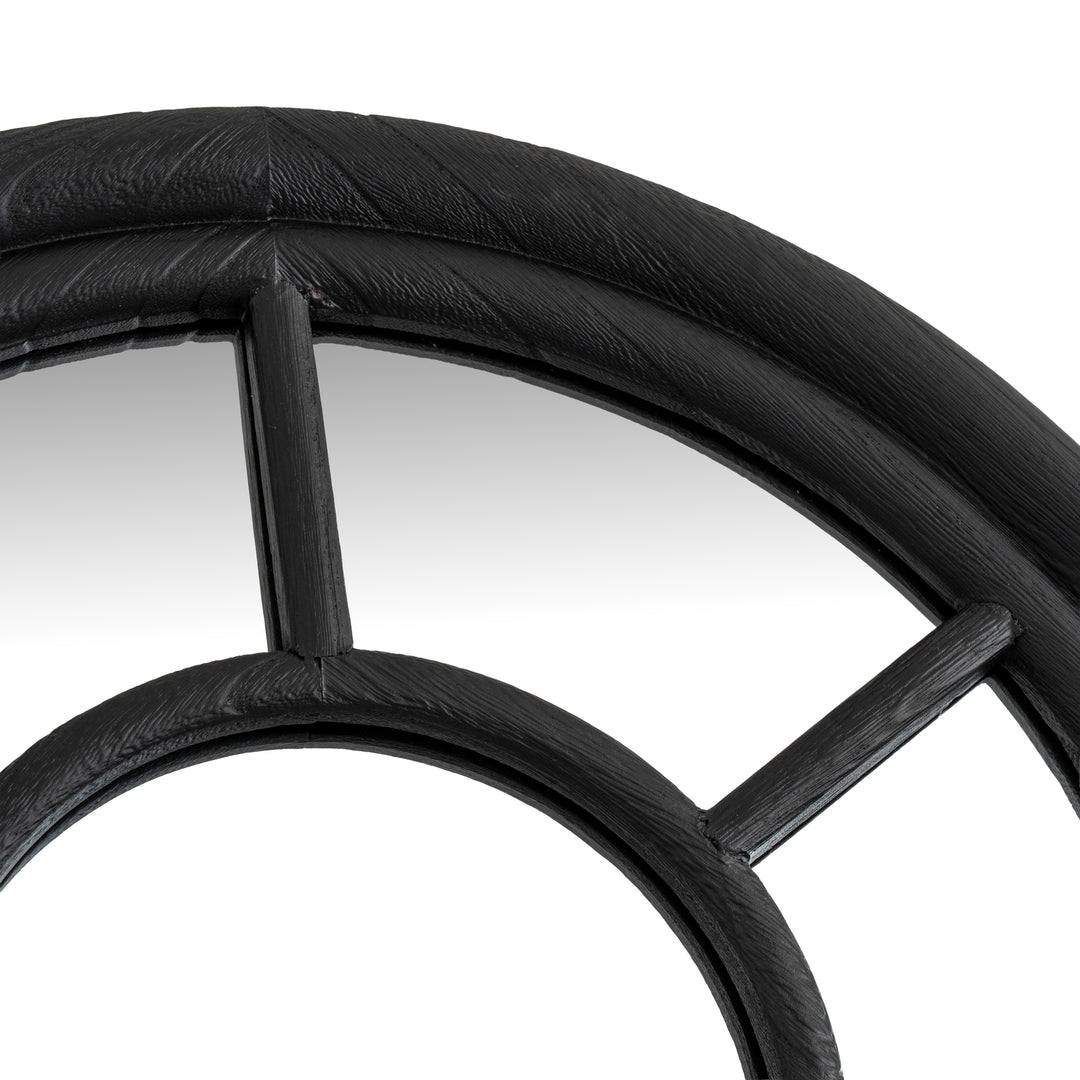 Black Wood Tall Arched Window Mirror