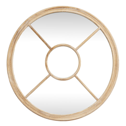 Washed Wood Round Window Mirror