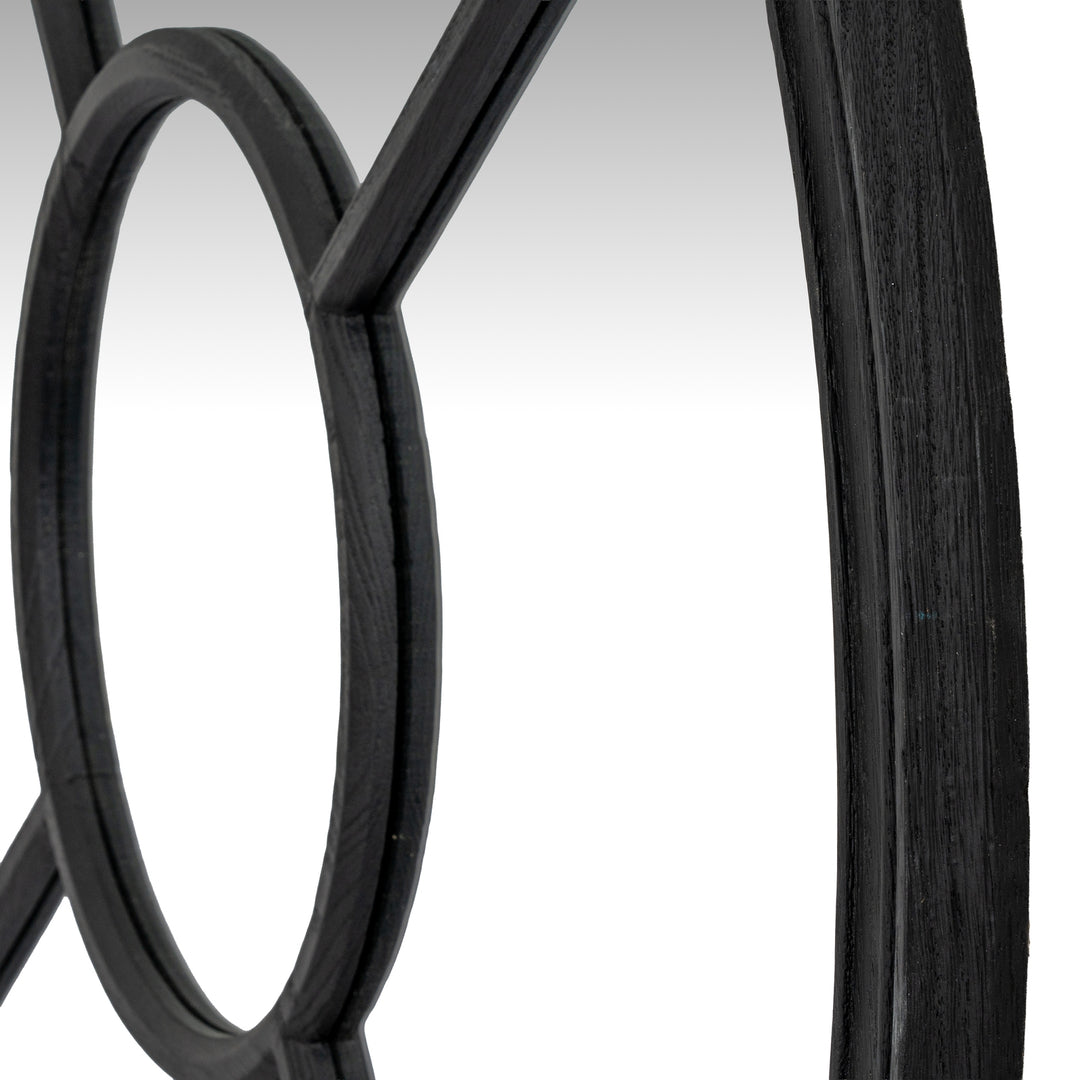 Black Wood Round Window Mirror