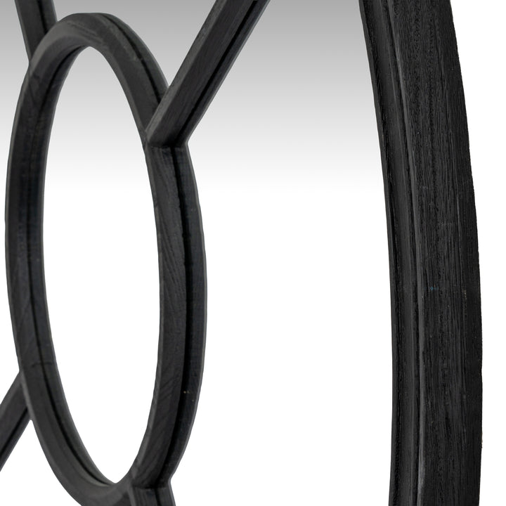 Black Wood Round Window Mirror